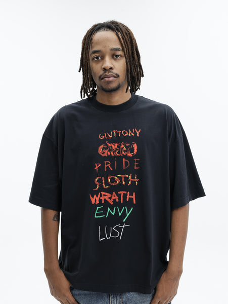 Vetements T-Shirt 7 Sins Washed-Out Black - AL Capone Premium