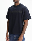 Jil Sander T-Shirt Black Print Crew Navy