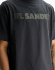Jil Sander T-Shirt Black Print Crew Navy