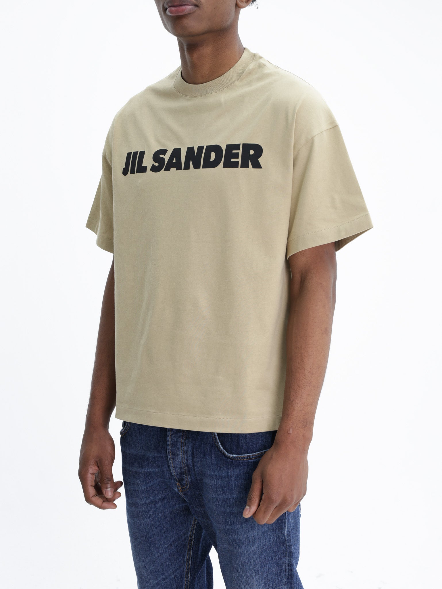 Jil Sander T-Shirt Black Print Crew Tan