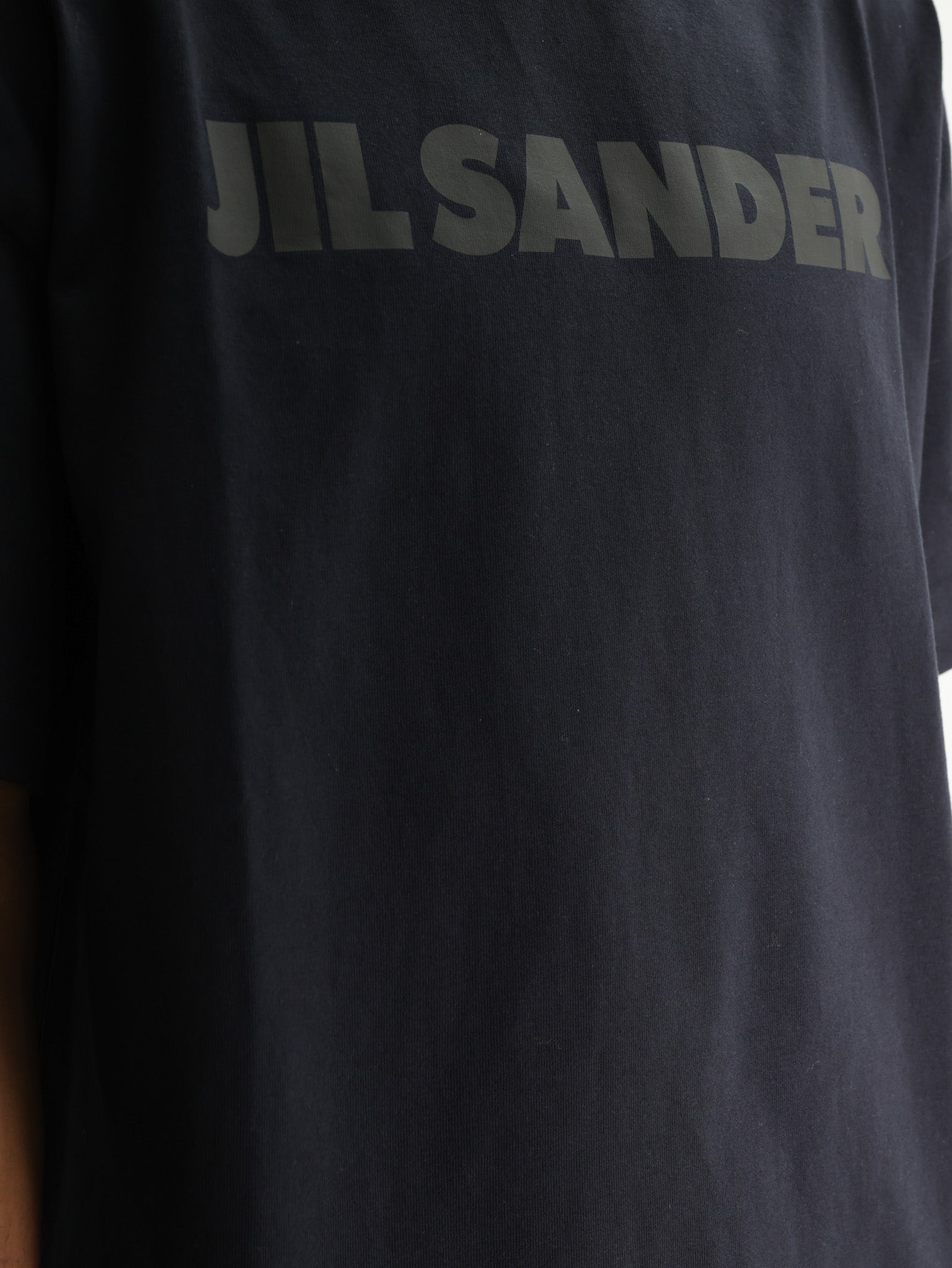 Jil Sander T-Shirt Black Print Crew Navy