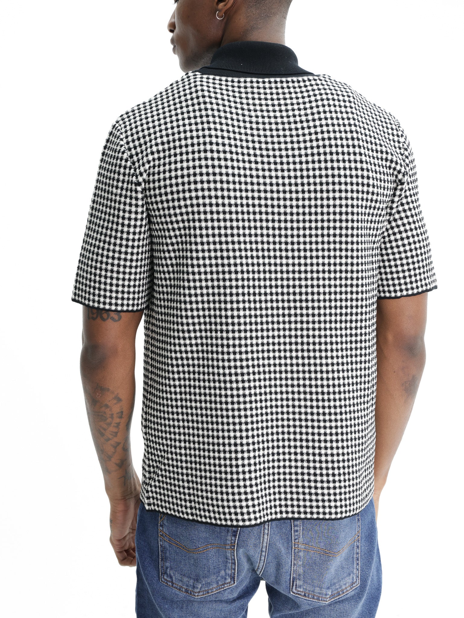 Jil Sander Golfer Zip Ss Checkered Black/white