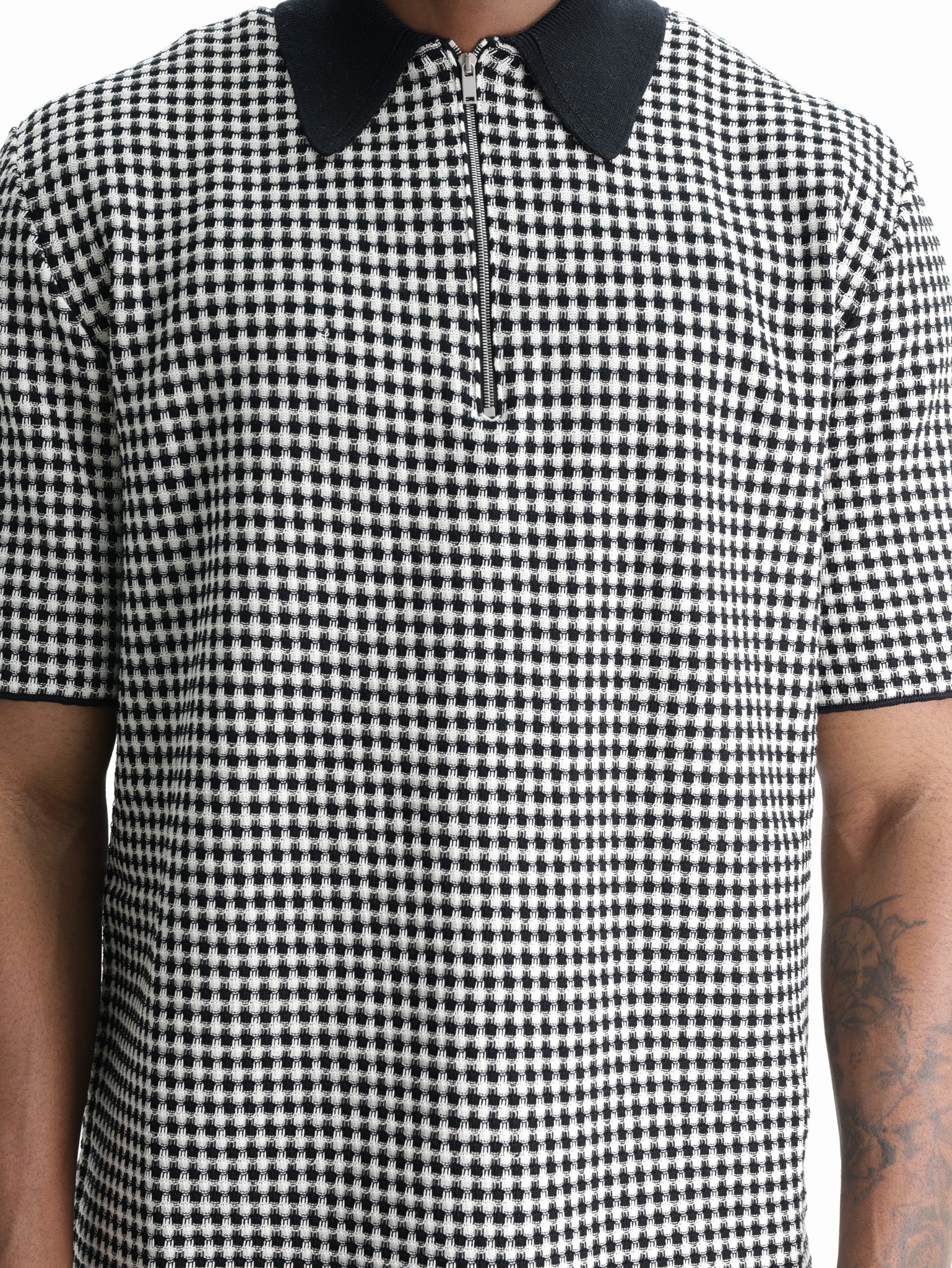 Jil Sander Golfer Zip Ss Checkered Black/white