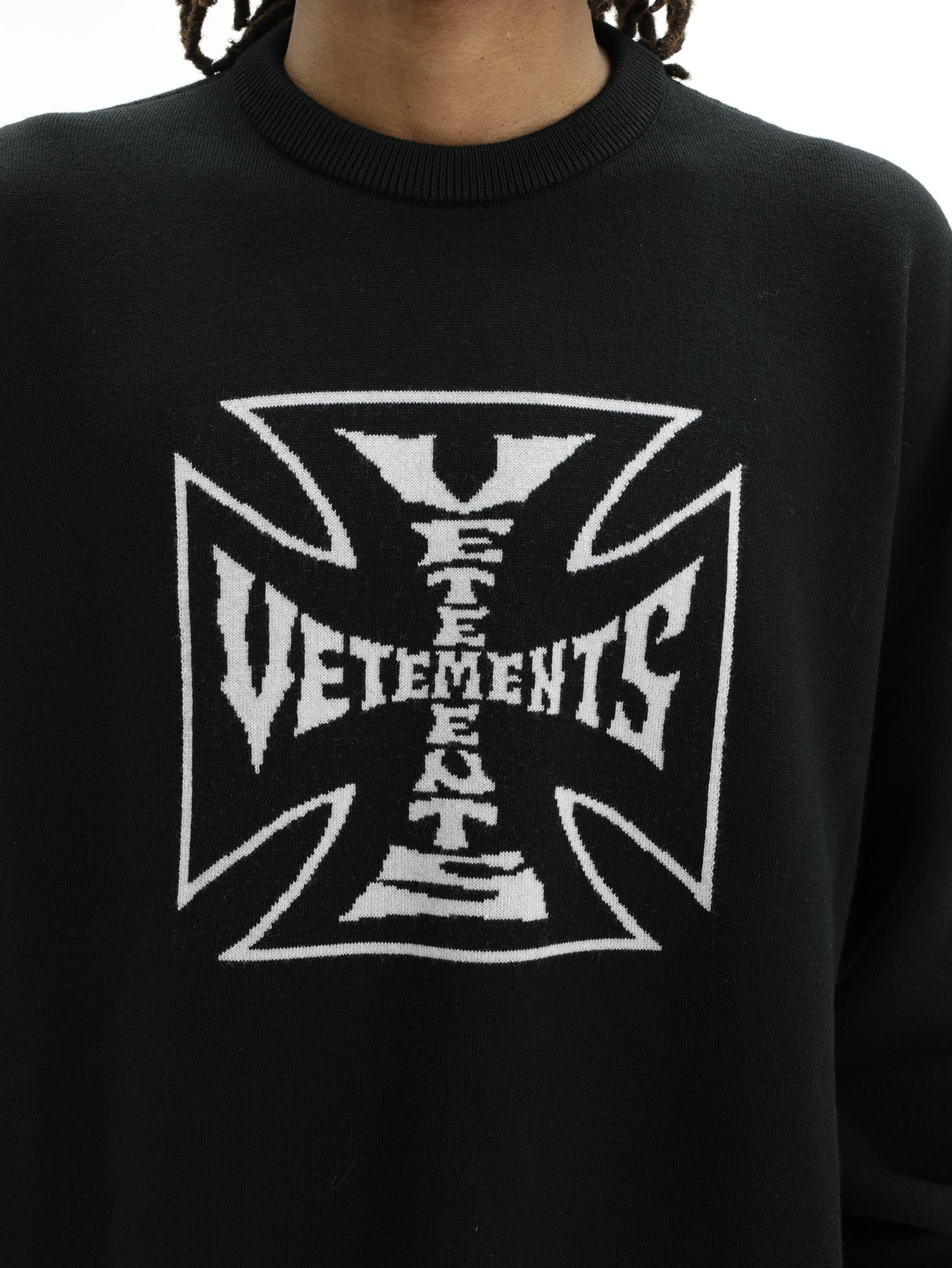 Vetements Sweater Double Biker Cross Logo Black - AL Capone Premium