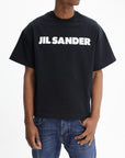 Jil Sander T-Shirt White Print Crew Black