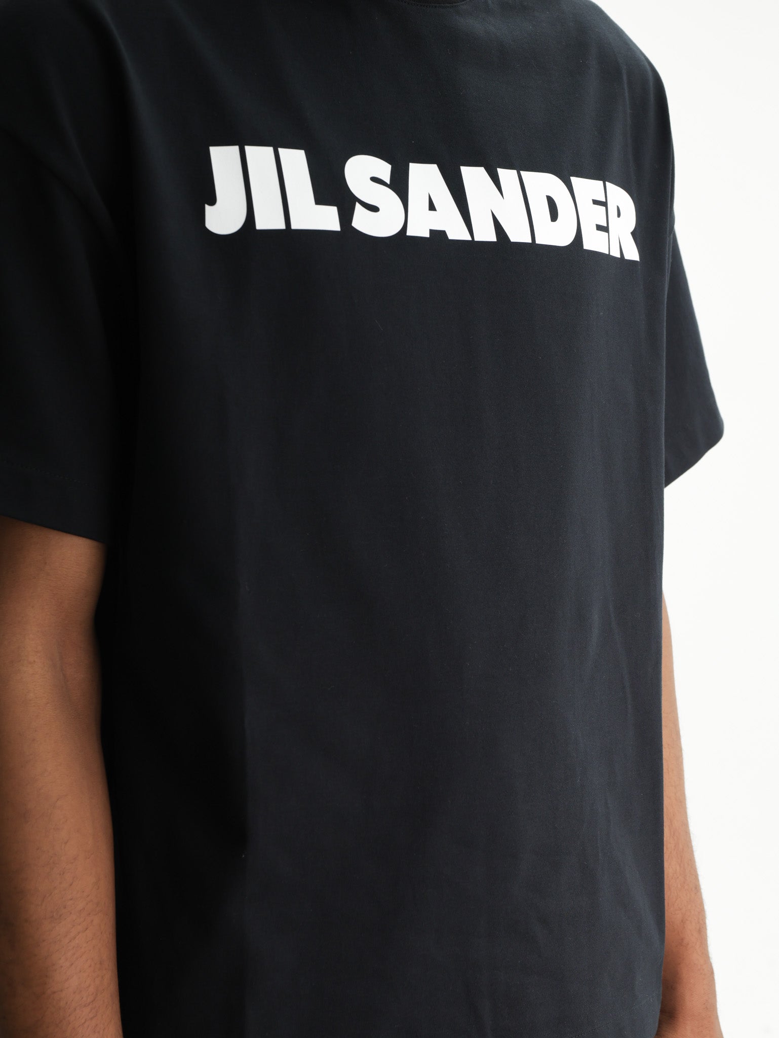 Jil Sander T-Shirt White Print Crew Black