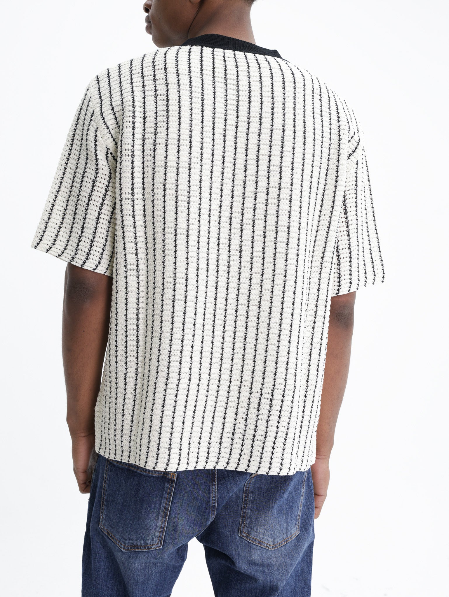 Jil Sander T-Shirt Black Stripe Crew Cream