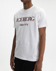 Iceberg T-Shirt Black Logo Print Crew White