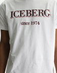 Iceberg T-Shirt Black Logo Print Crew White