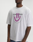Iceberg Jeans T-Shirt Purple Smiley Print White