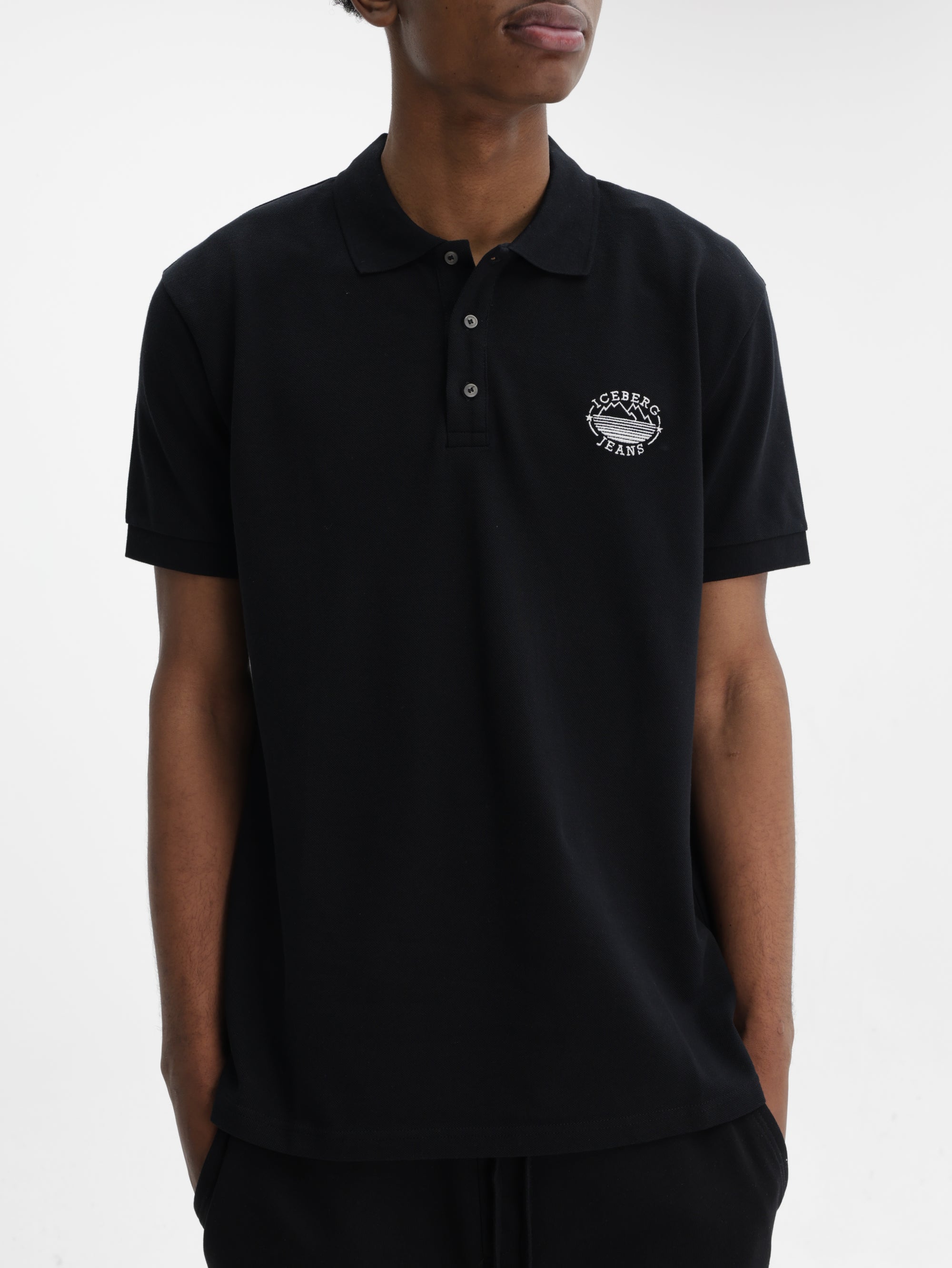 Iceberg Jeans T-Shirt Mountain Logo Print Black
