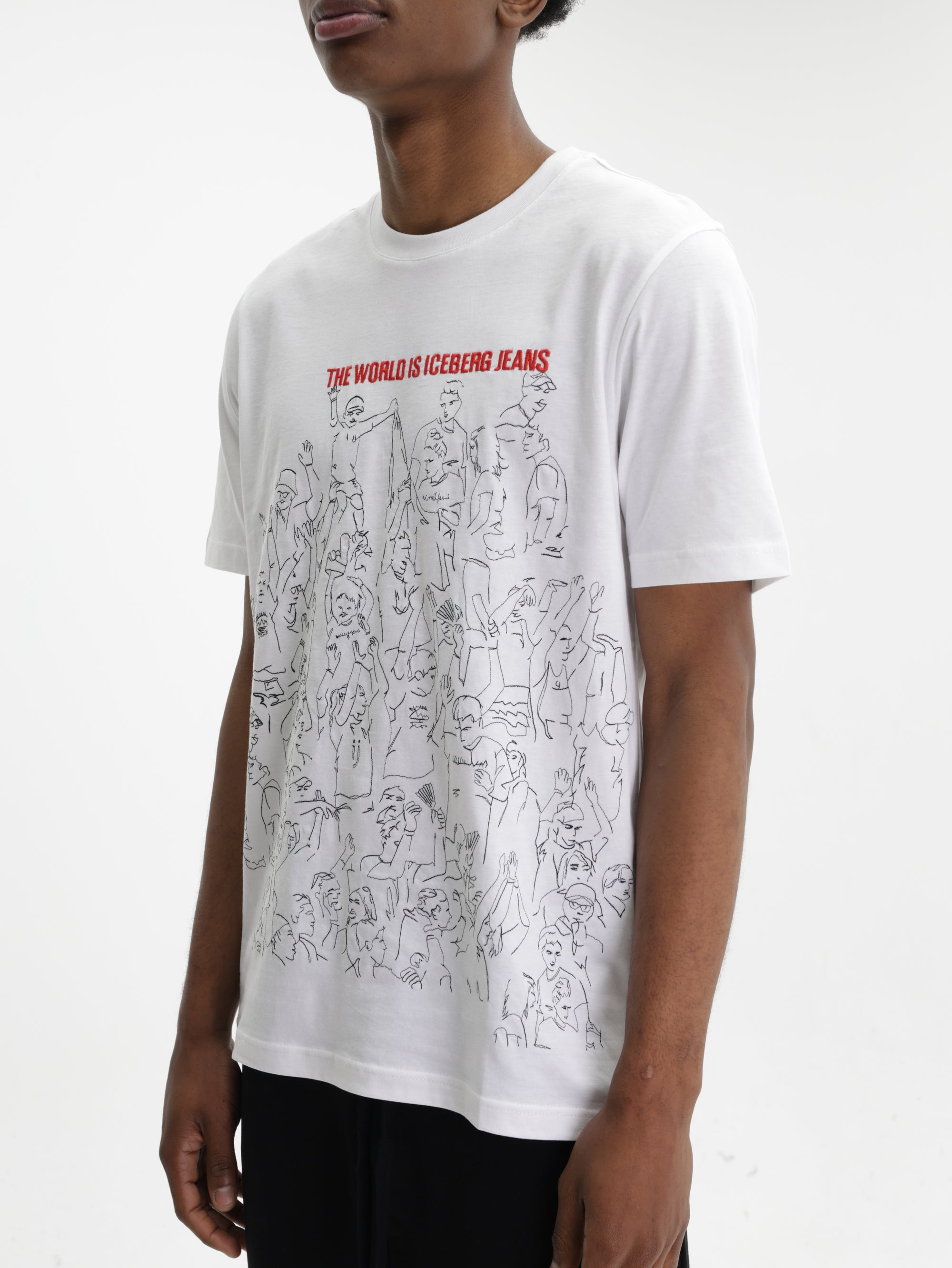 Iceberg Jeans T-Shirt People Ao Print  White