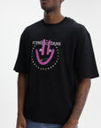 Iceberg Jeans T-Shirt Purple Smiley Print Black