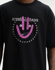 Iceberg Jeans T-Shirt Purple Smiley Print Black