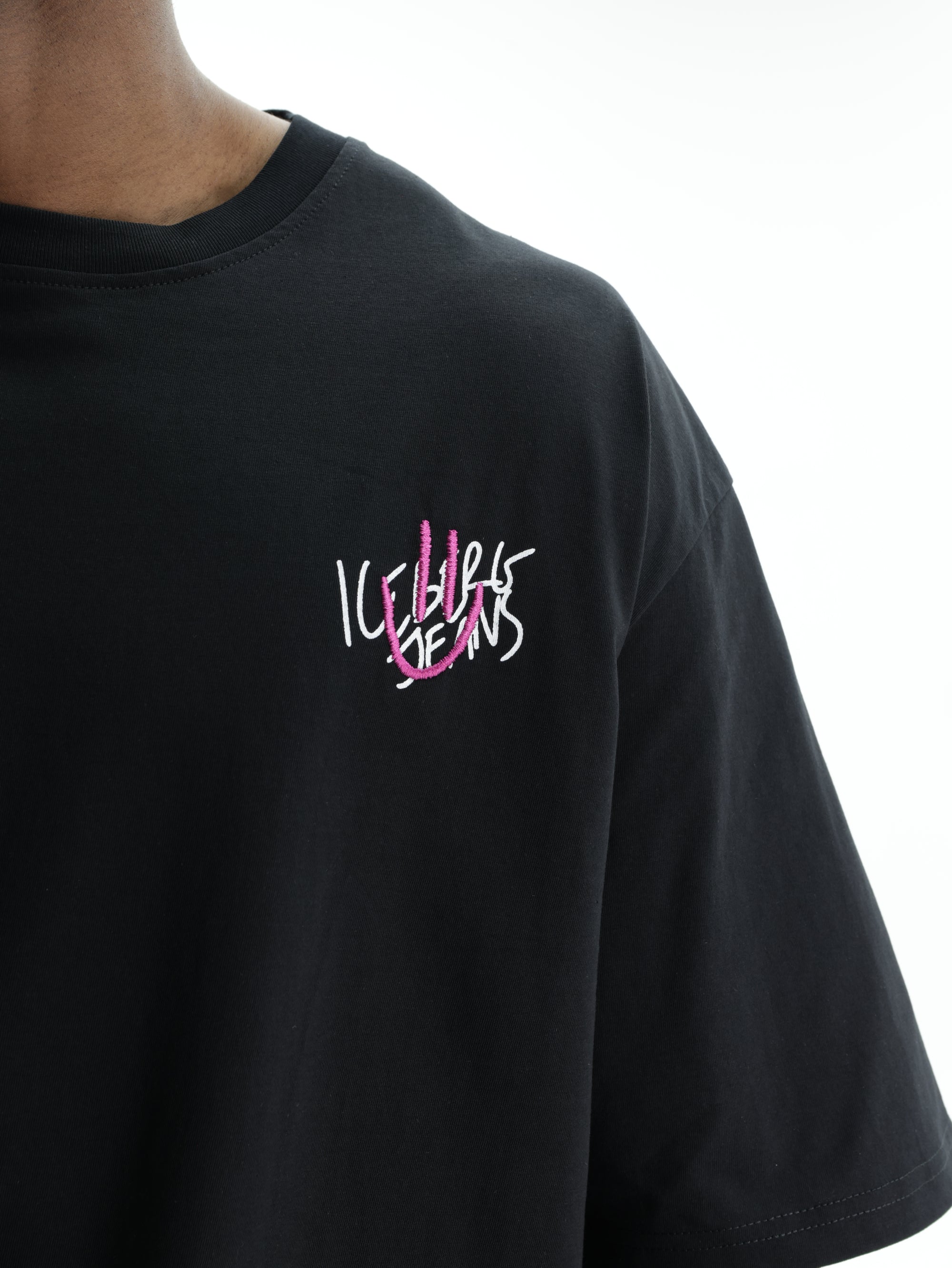 Iceberg Jeans T-Shirt Smiley Logo  Black