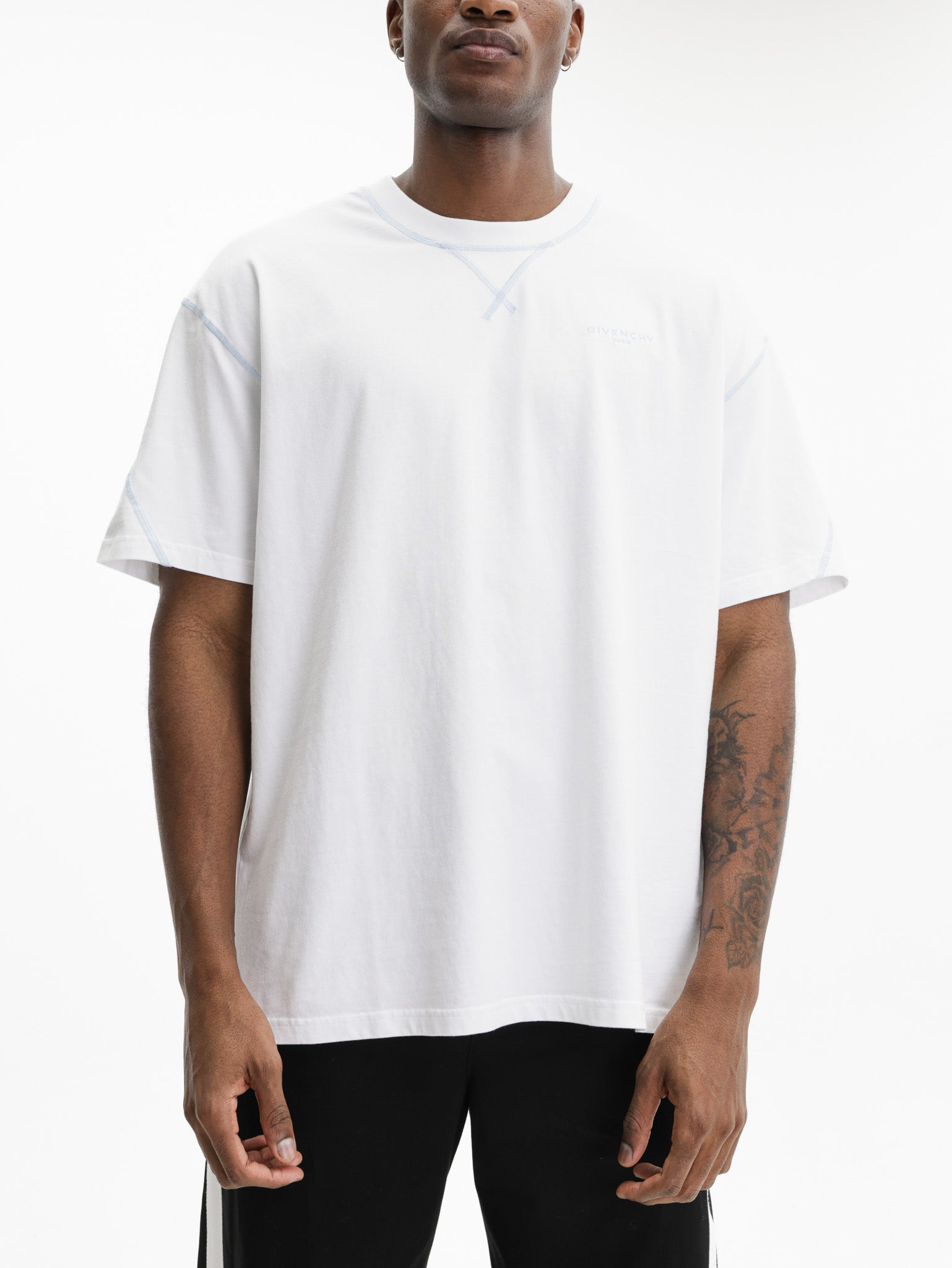 Givenchy T-Shirt Blue Logo Print White