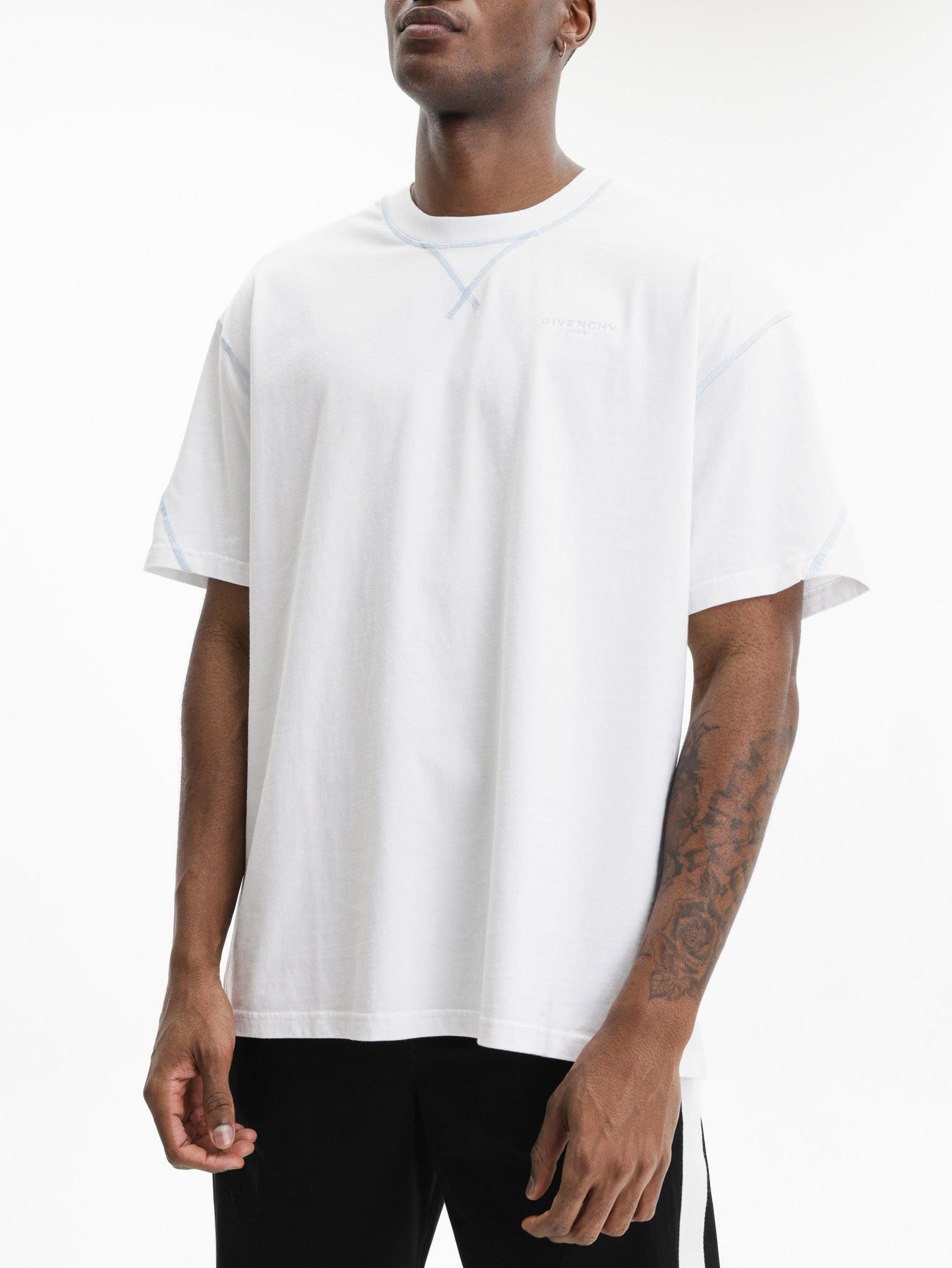 Givenchy T-Shirt Blue Logo Print White