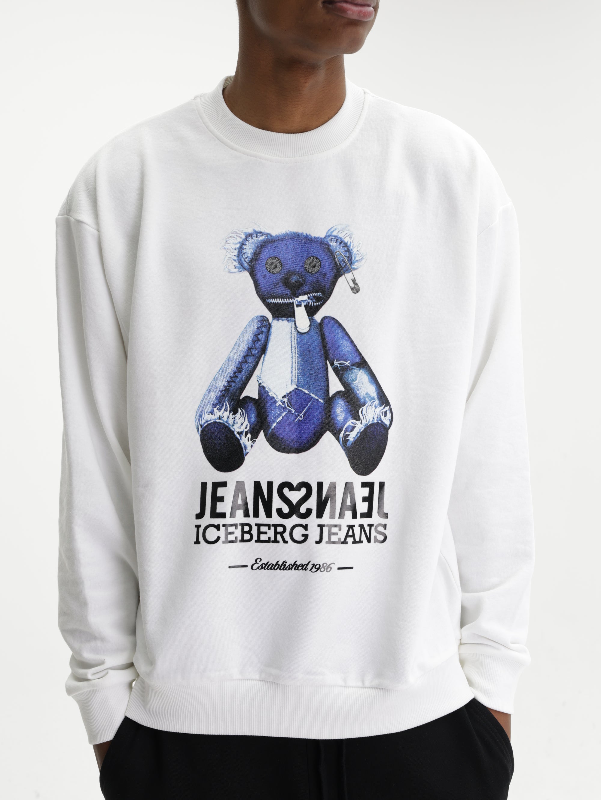 Iceberg Jeans Sweater Teddy Print White