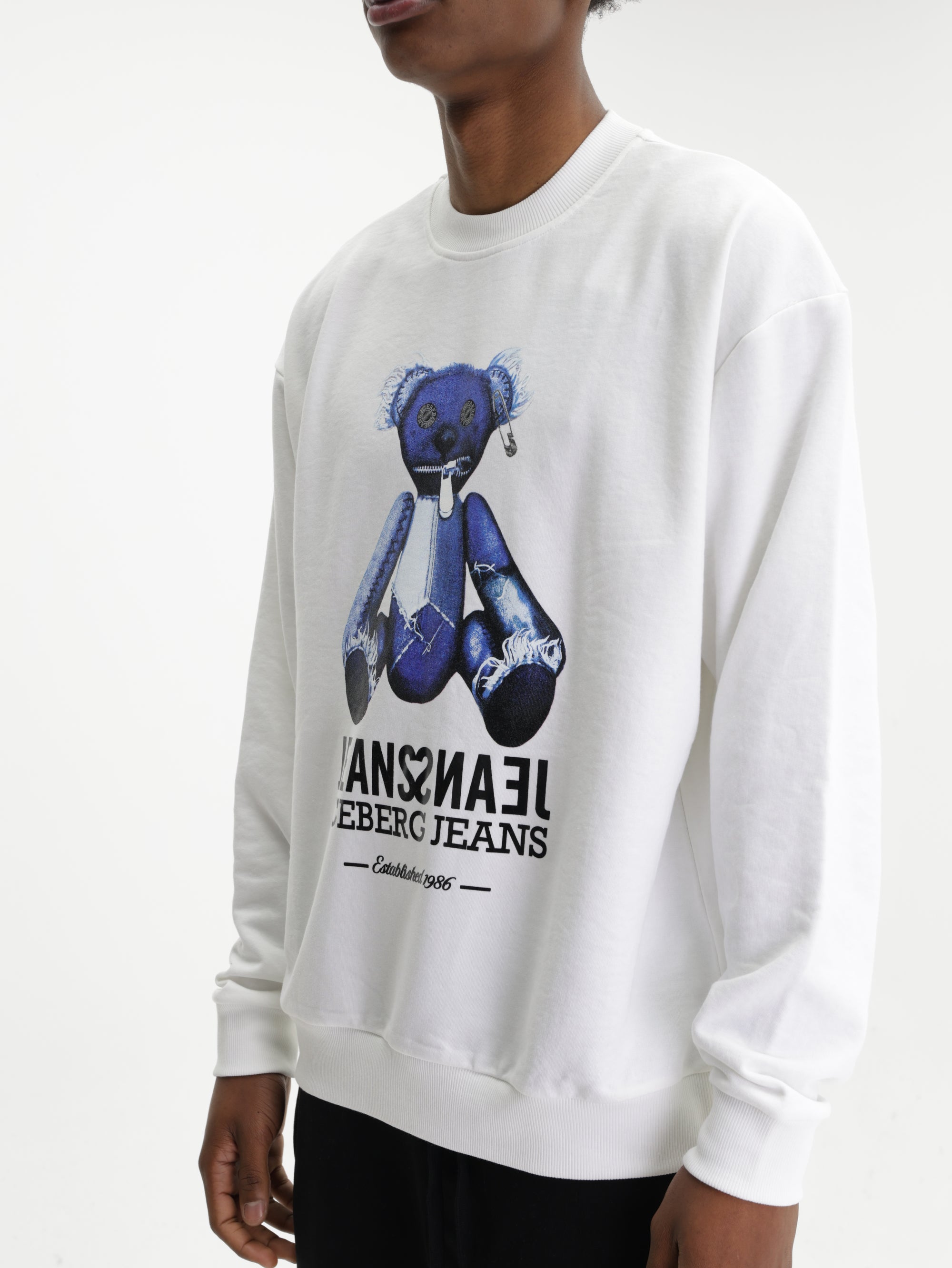 Iceberg Jeans Sweater Teddy Print White