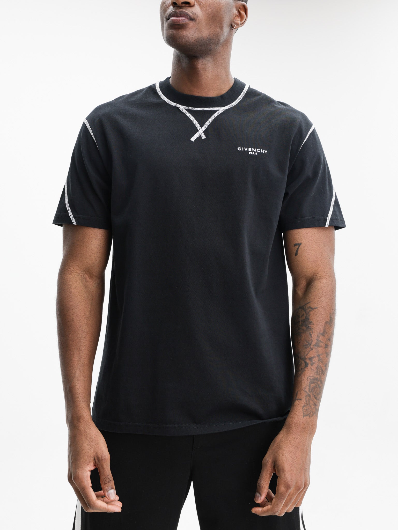 Givenchy T-Shirt White Logo Print Black