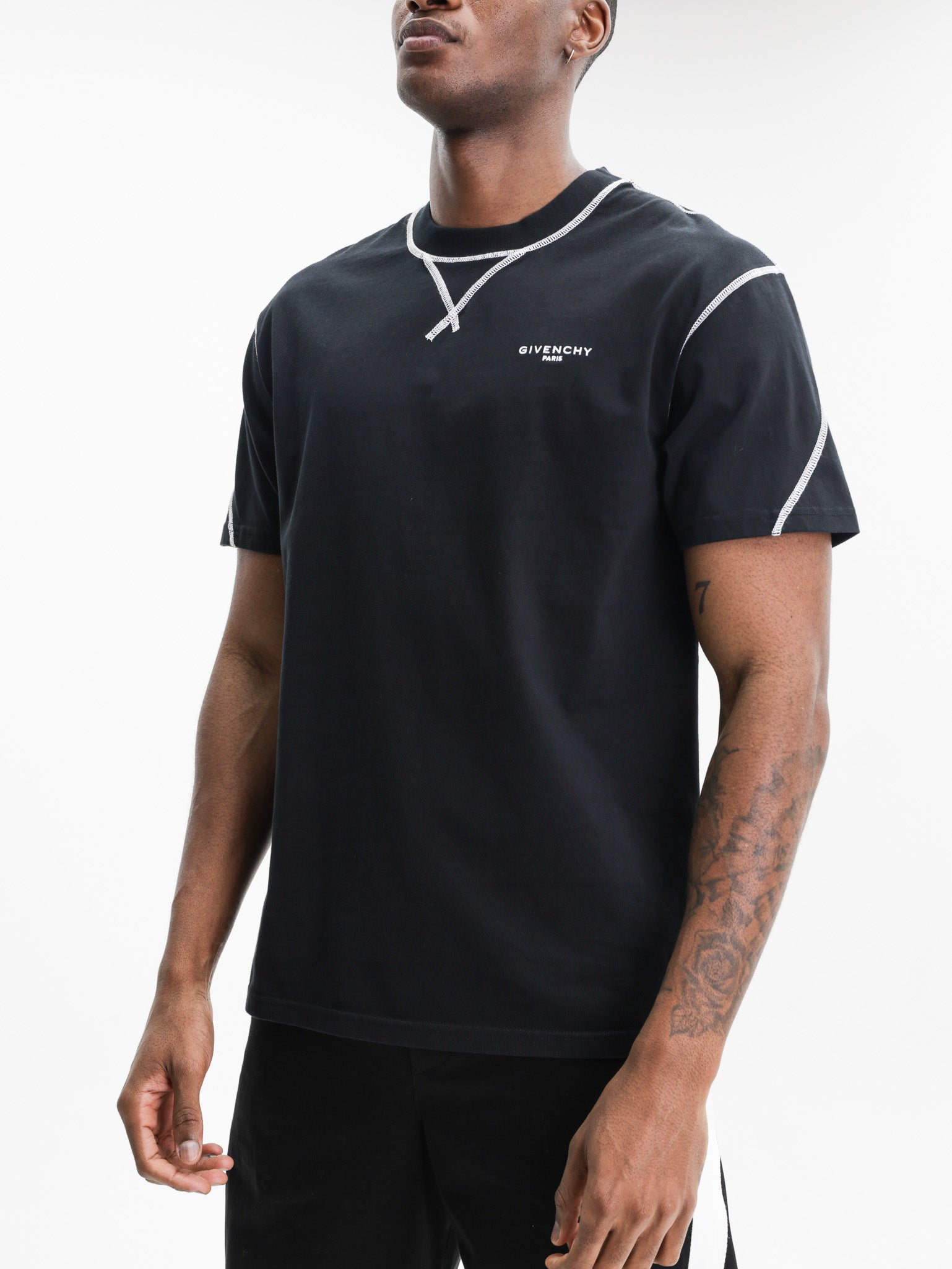 Givenchy T-Shirt White Logo Print Black