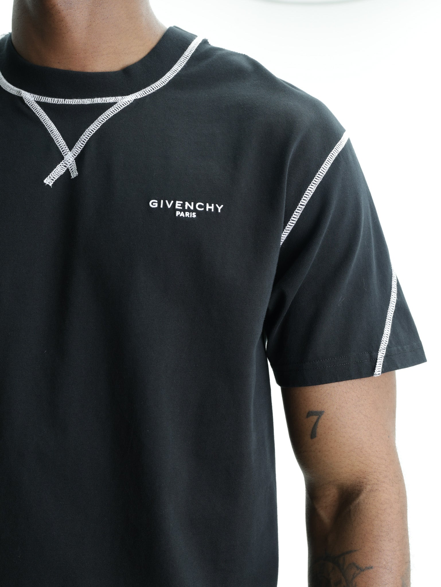 Givenchy T-Shirt White Logo Print Black