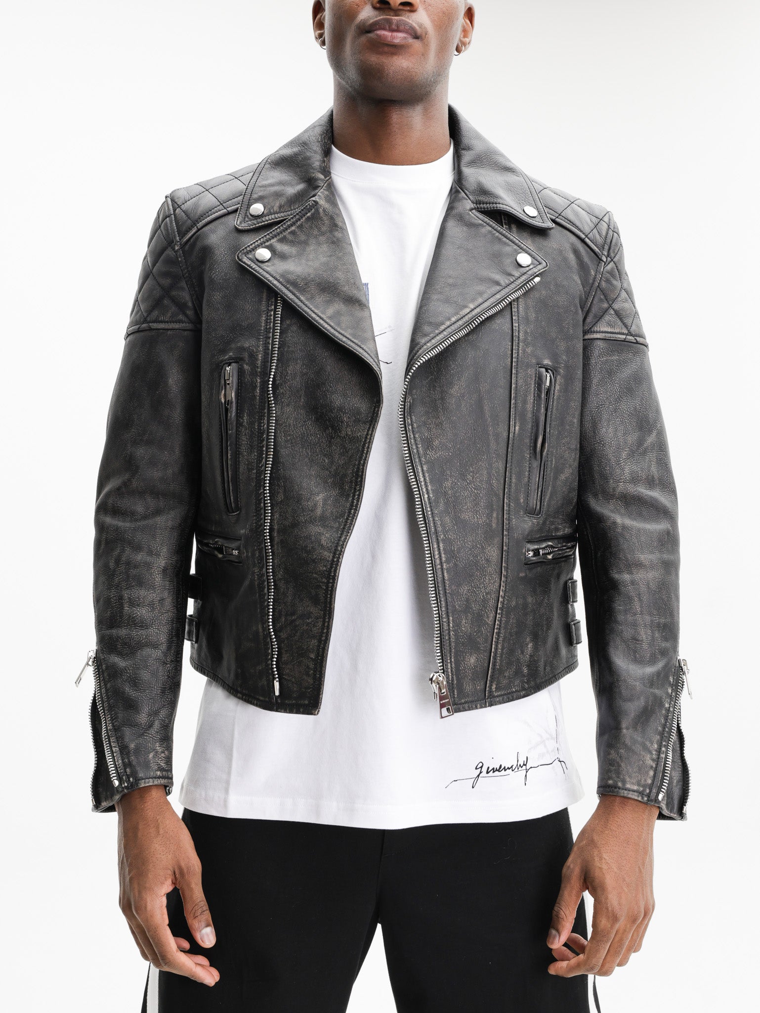 Givenchy Jacket Leather Side Zipped Black