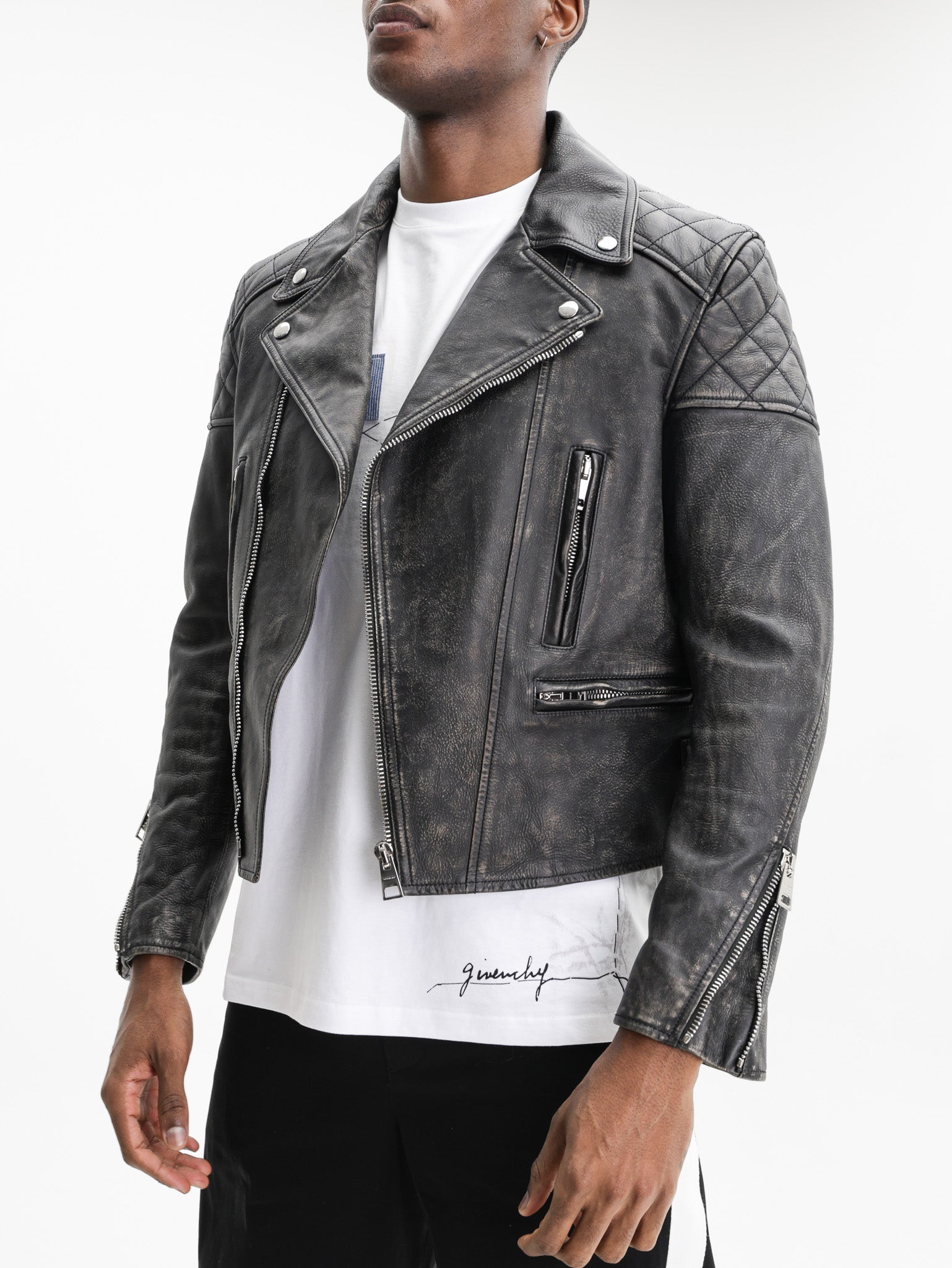 Givenchy Jacket Leather Side Zipped Black
