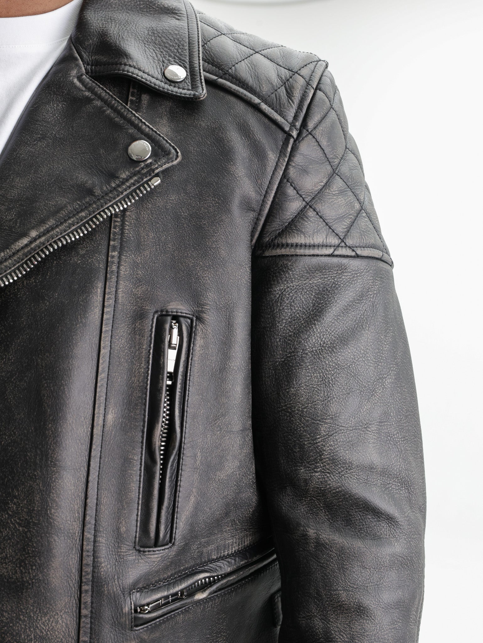 Givenchy Jacket Leather Side Zipped Black