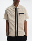 Iceberg Jeans Shirt Black Stripe Zip Cream