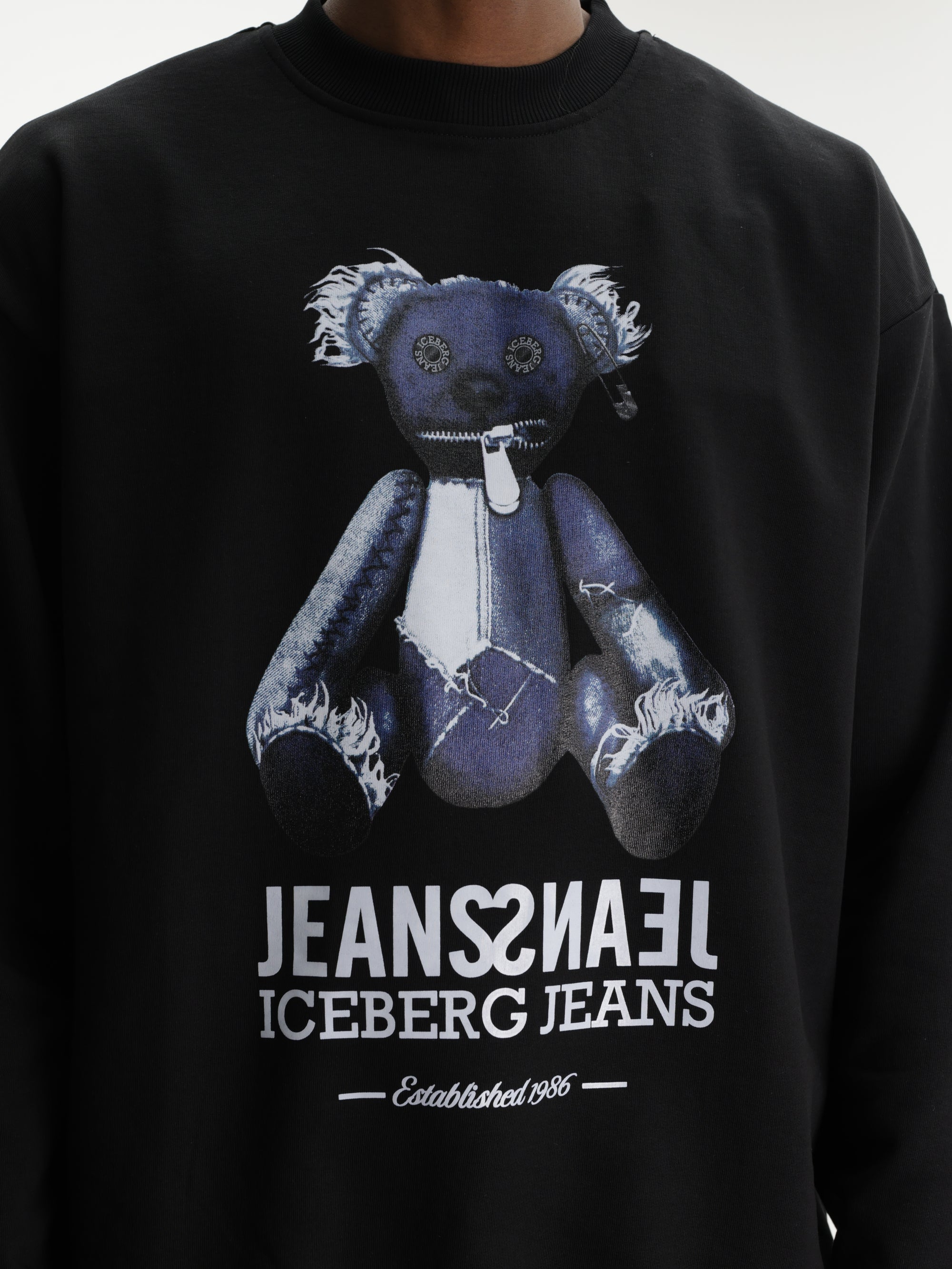 Iceberg Jeans Sweater Teddy Print Black