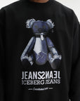 Iceberg Jeans Sweater Teddy Print Black