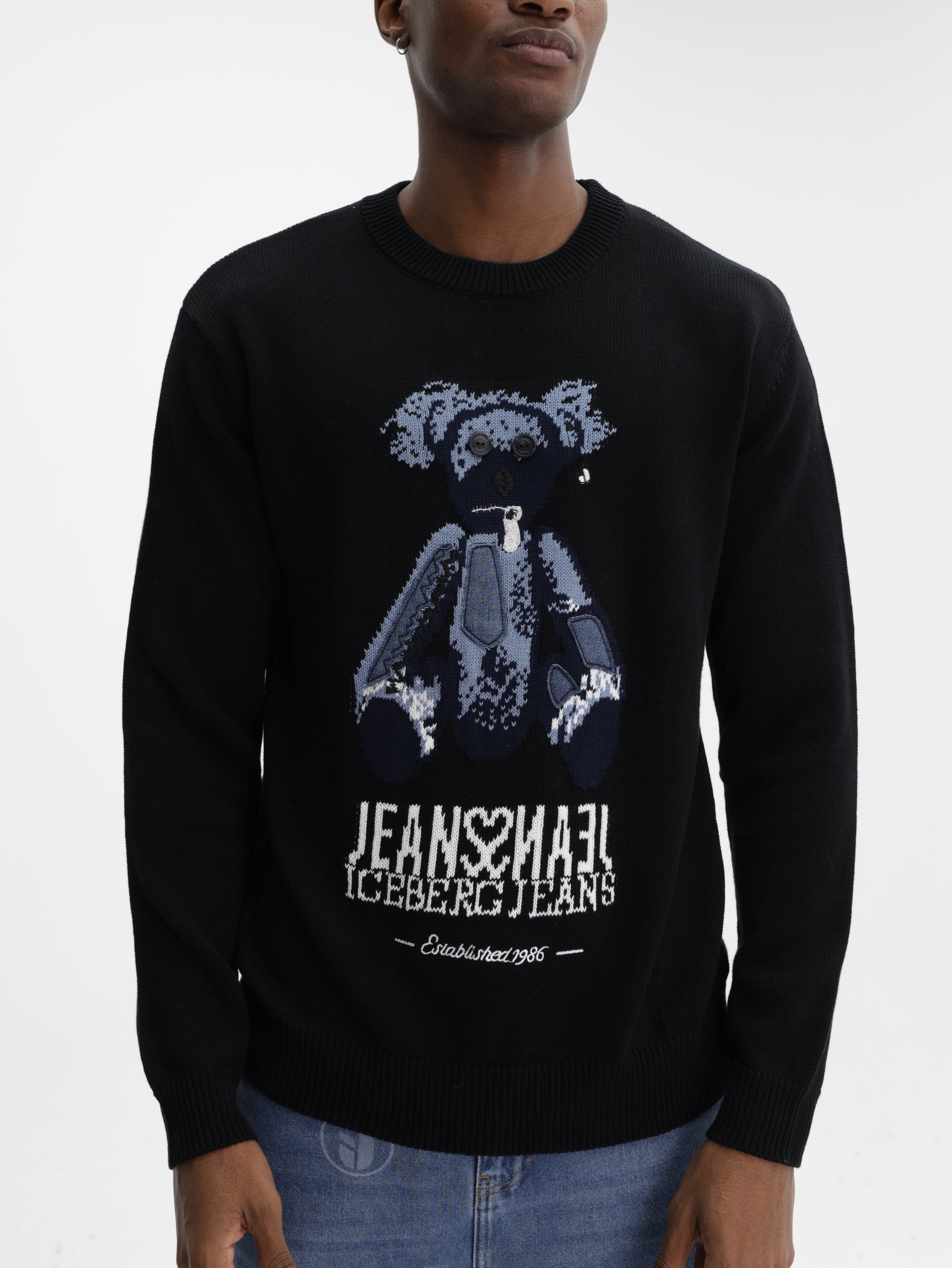 Iceberg Jeans Sweater Teddy Pirnt Black