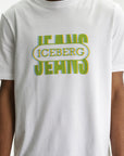 Iceberg Jeans T-Shirt Green Logo Print White