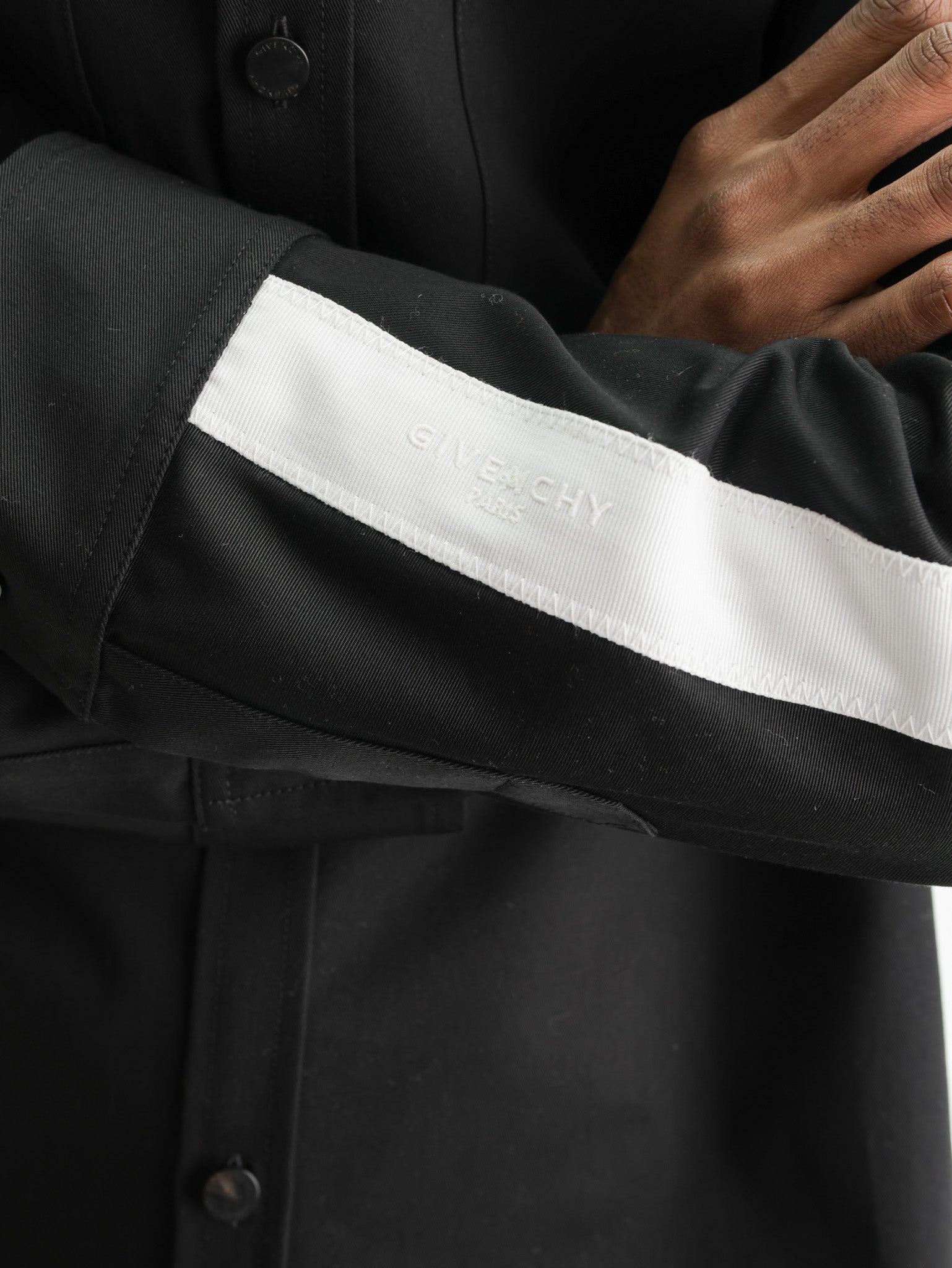 Givenchy Shirt Button White Sleeve Black