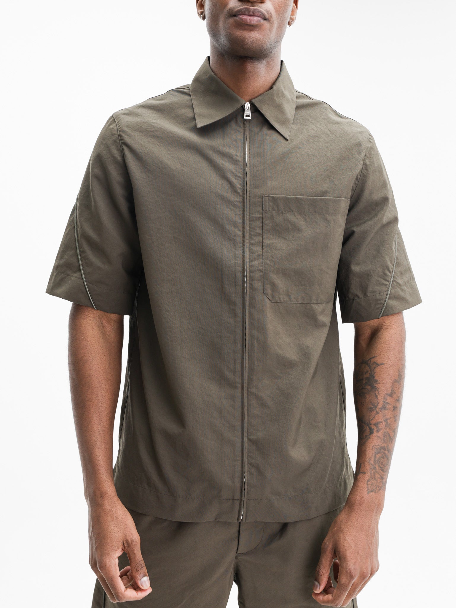 Givenchy Shirt Zipped Ss Collared Brown