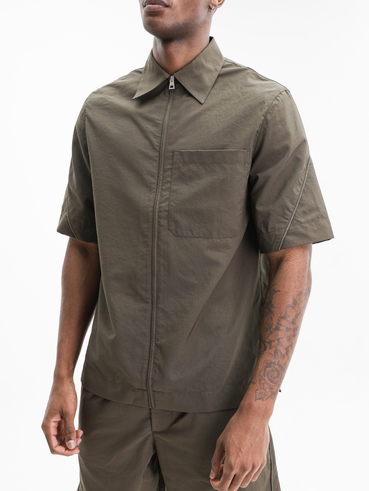 Givenchy Shirt Zipped Ss Collared Brown