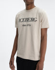 Iceberg T-Shirt Black Logo Print Crew Cream