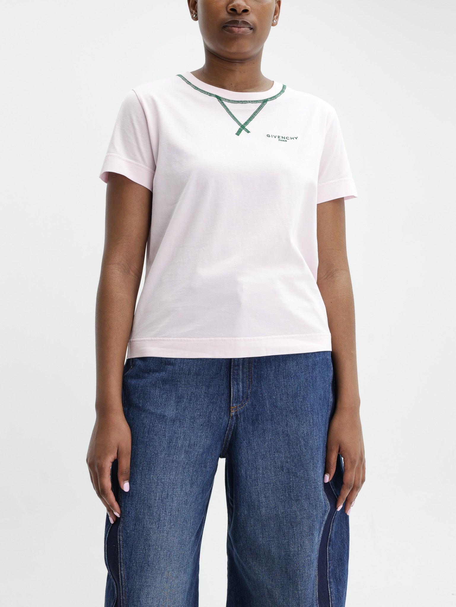 Givenchy T-Shirt Black Logo Emroidery Pink
