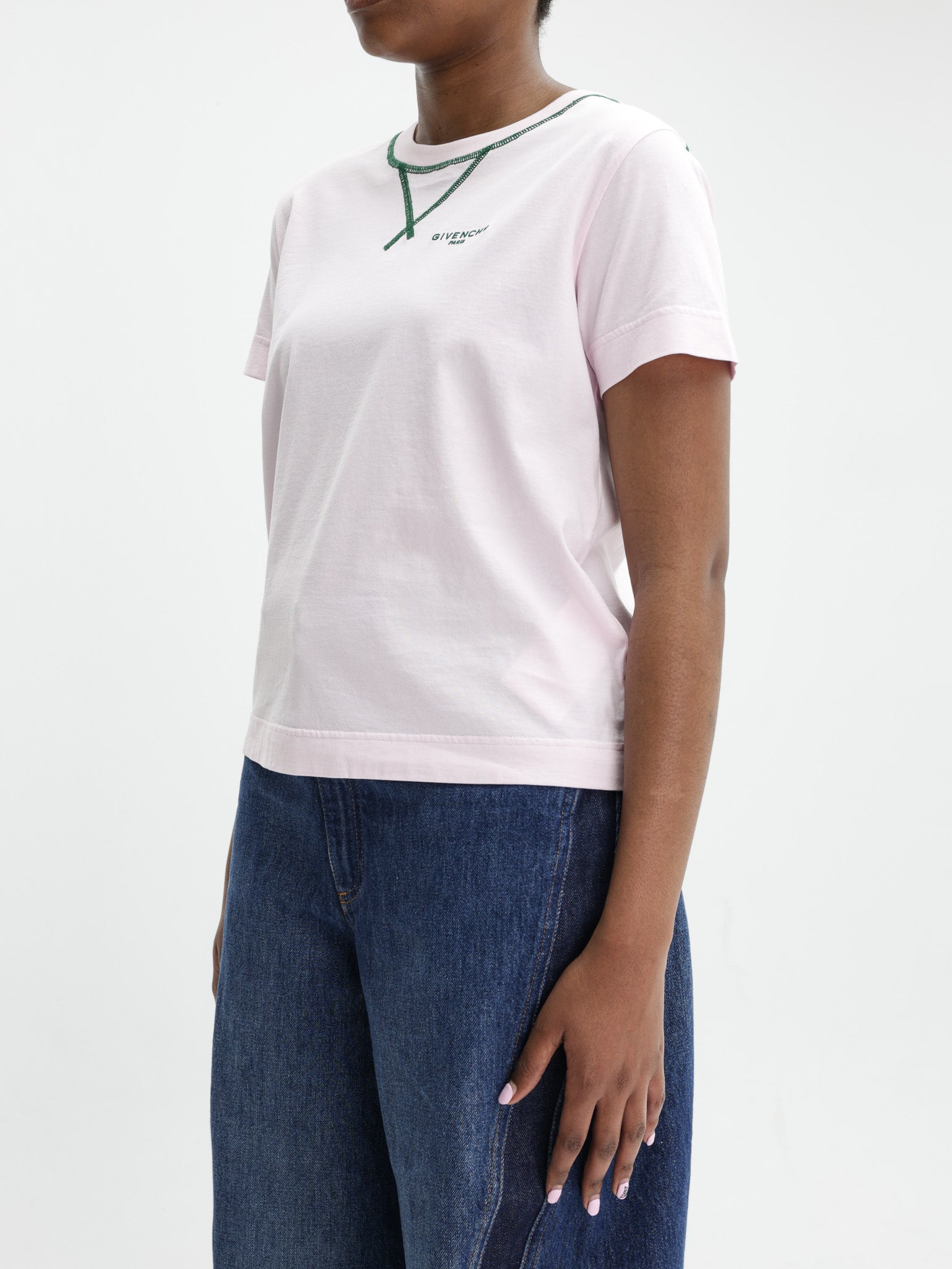 Givenchy T-Shirt Black Logo Emroidery Pink