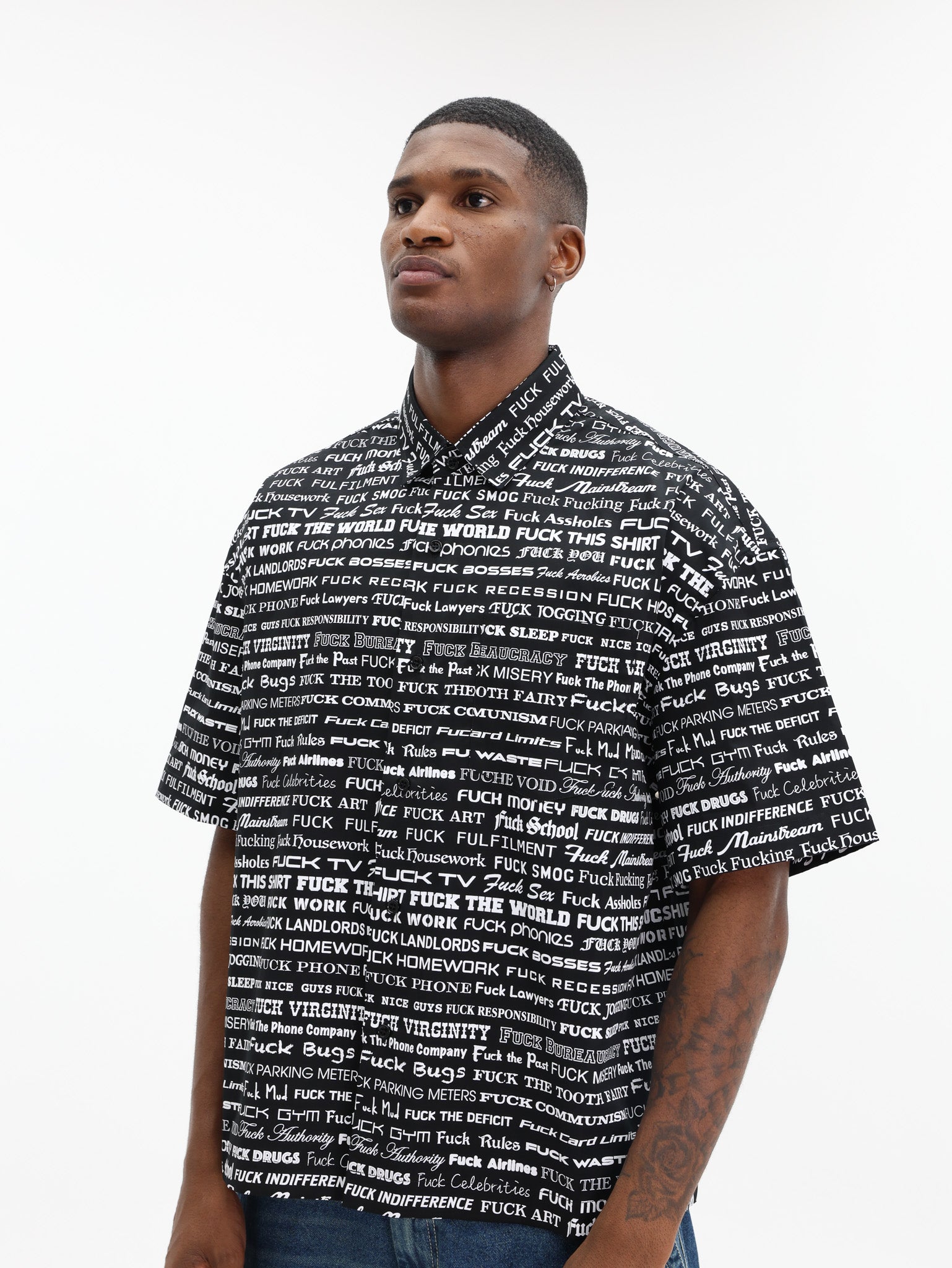 Vetements Shirt Fuck Short Sleeve Black-White - AL Capone Premium