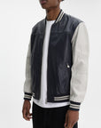 Iceberg Jeans Jacket Baseball Bei Sleeves Black