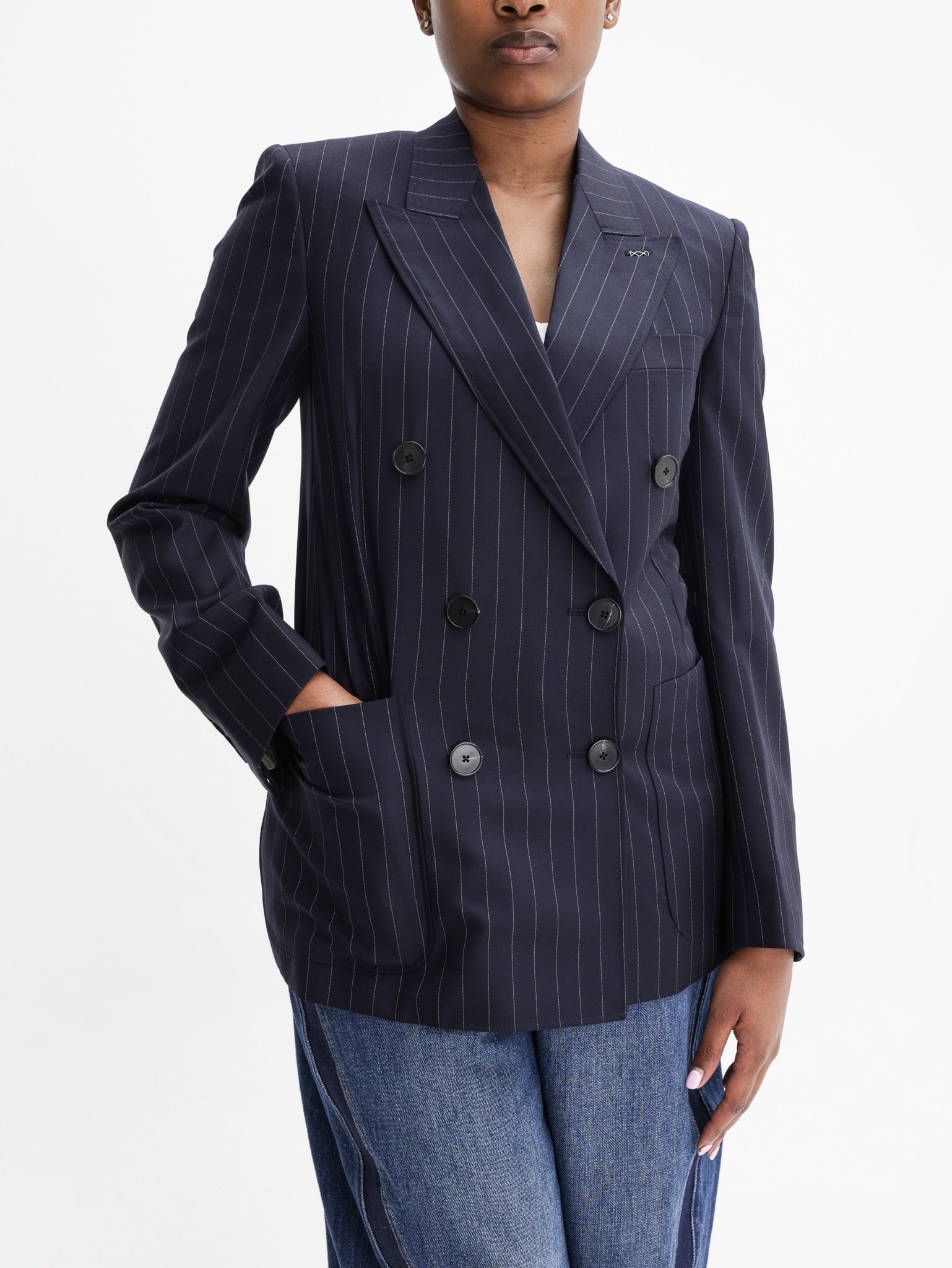 Givenchy Jacket Pinstripe Oversized Navy