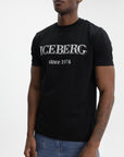 Iceberg T-Shirt Black Logo Print Crew Black