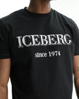 Iceberg T-Shirt Black Logo Print Crew Black
