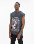 Purple T-Shirts Sleeveless Textured Black