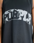 Purple T-Shirt Mesh Tank Black