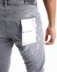 Purple Jeans Worn Knee Slit Grey