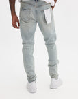 Purple Jeans Skinny Fade Distressed Light Indigo