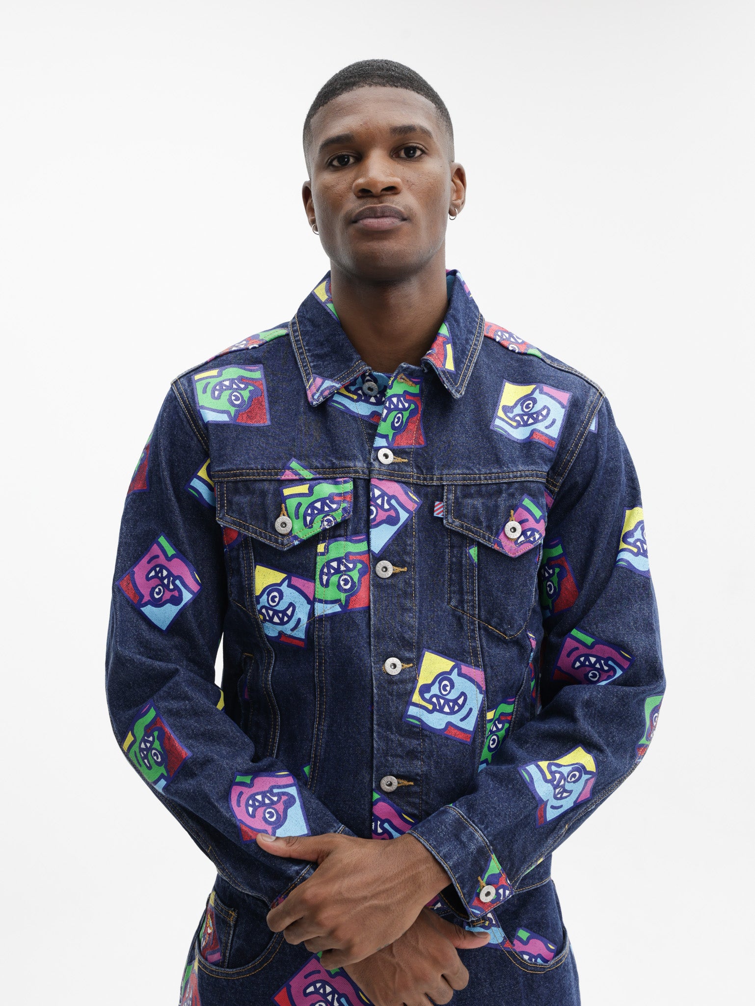 Ice Cream Jacket Running Dog Tile Denim Trucker Indigo
